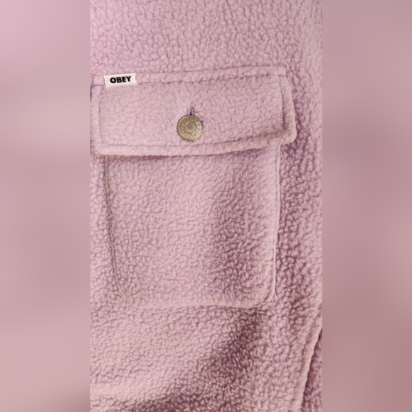 NWT OBEY Melanie Fleece Trucket Jacket Size M in Purple Rose - Picture 3 of 13